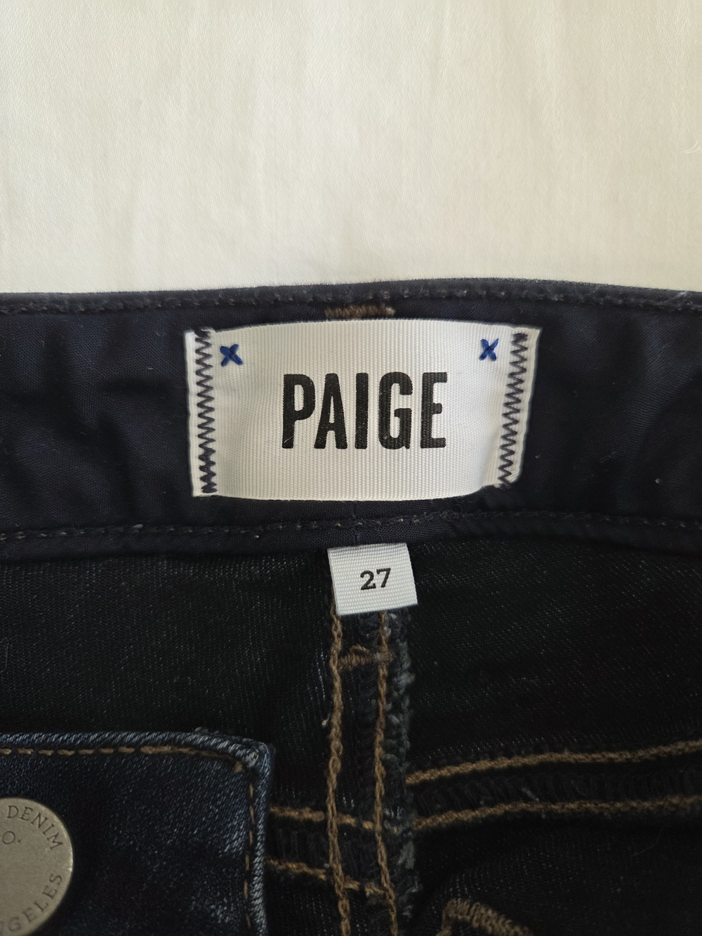 PAIGE Hoxton Straight Jeans – Size 27 – Dark Wash “Mona” – Long Length